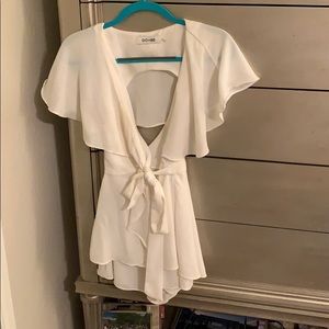White wrap around romper